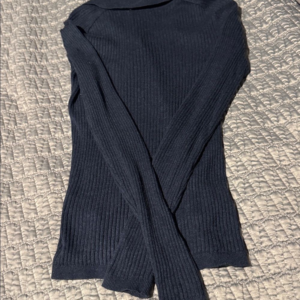 Lacoste Women's Dark Blue Ribbed Button Down Cotton/Cashmere Sweater Size 34 - Picture 7 of 8